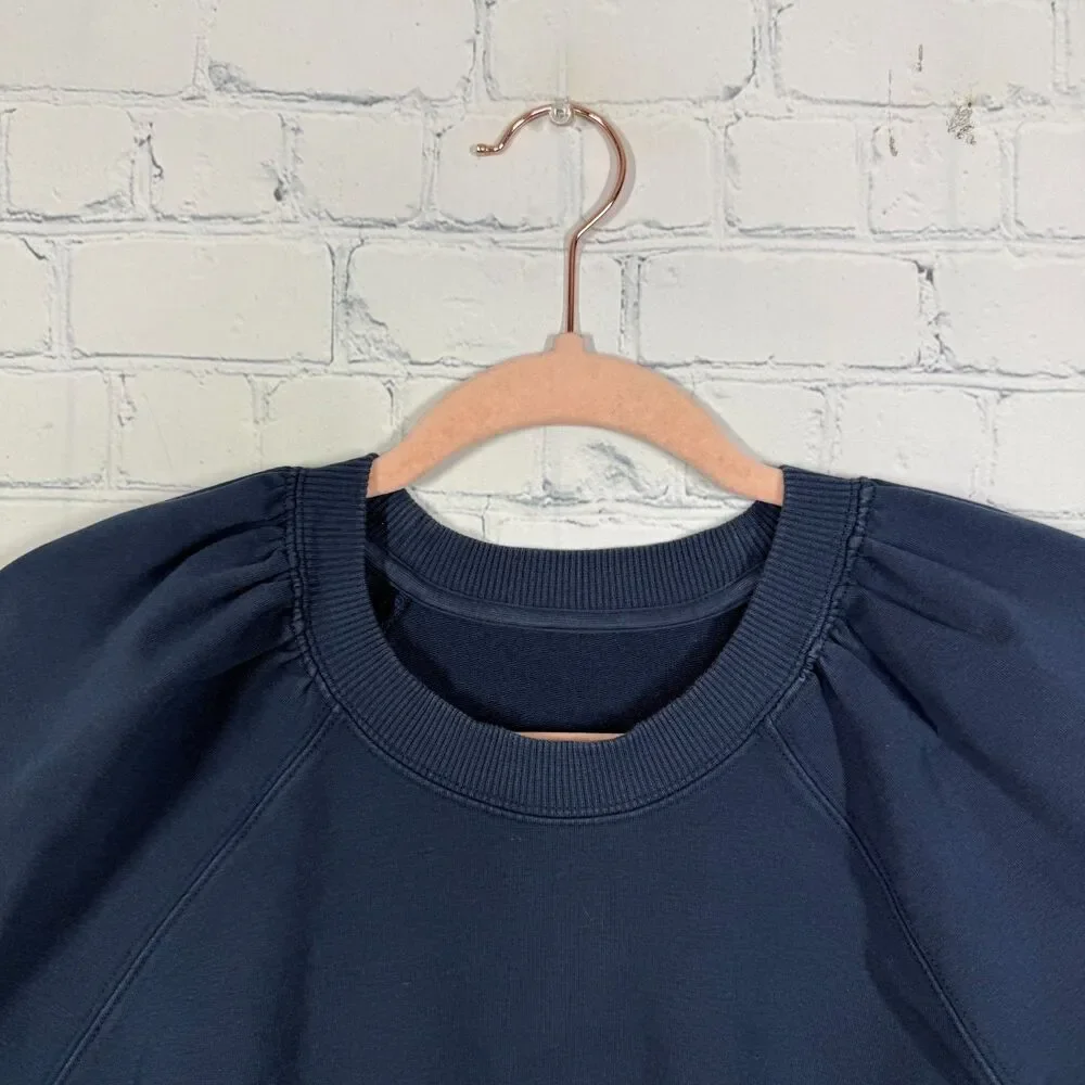 Lululemon LA Puff Sleeve Cropped Sweatshirt Size 4 Navy Athleisure Pullover